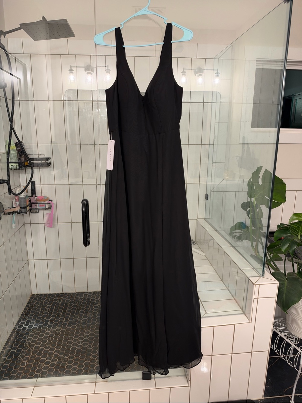 Elegant Black Azazie V-Neck Gown